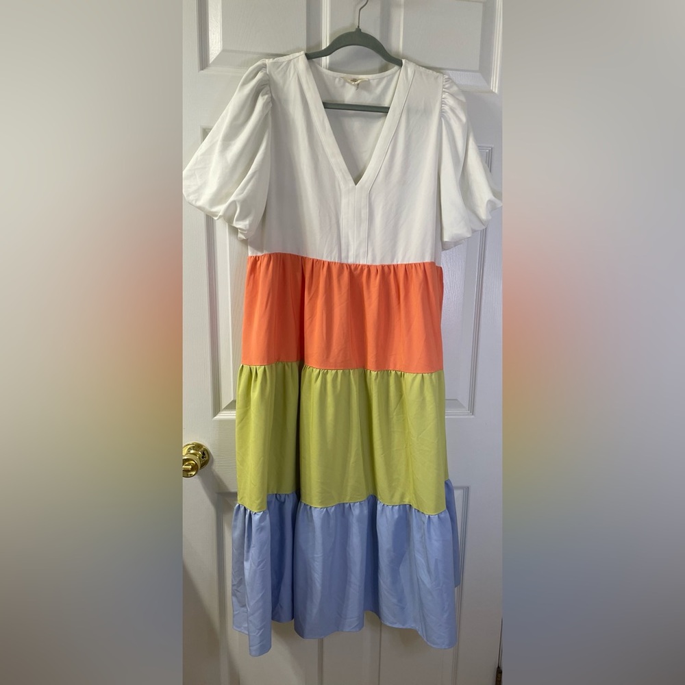 L ENTRO Colorblock Midi Dress - Picture 2 of 3